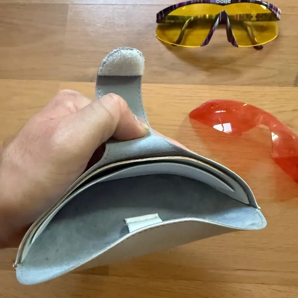 Vintage 80's Bolle Microedge II Cycling Biking Sunglasses W/ Case Extra Arms
